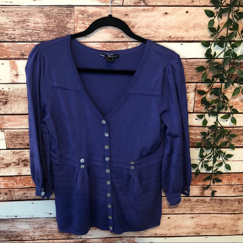 Kim Parrish Collection Purple Button Classy Blouse
